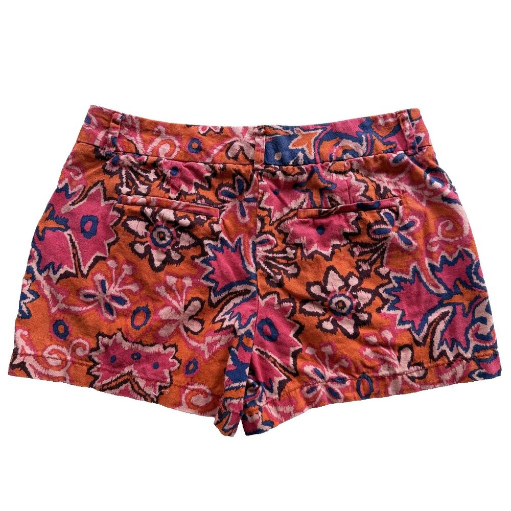 LOFT Linen Cotton Floral Chino Shorts Womens 6 Multicolor Boho Preppy Resort - Picture 2 of 6